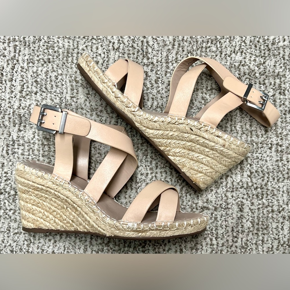 Charles David Nude Wedge Sandals 6.5